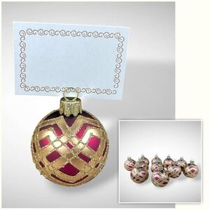 Pier 1 Place Card Holders Cranberry Red Gold Glass Set 11 2010s Holiday